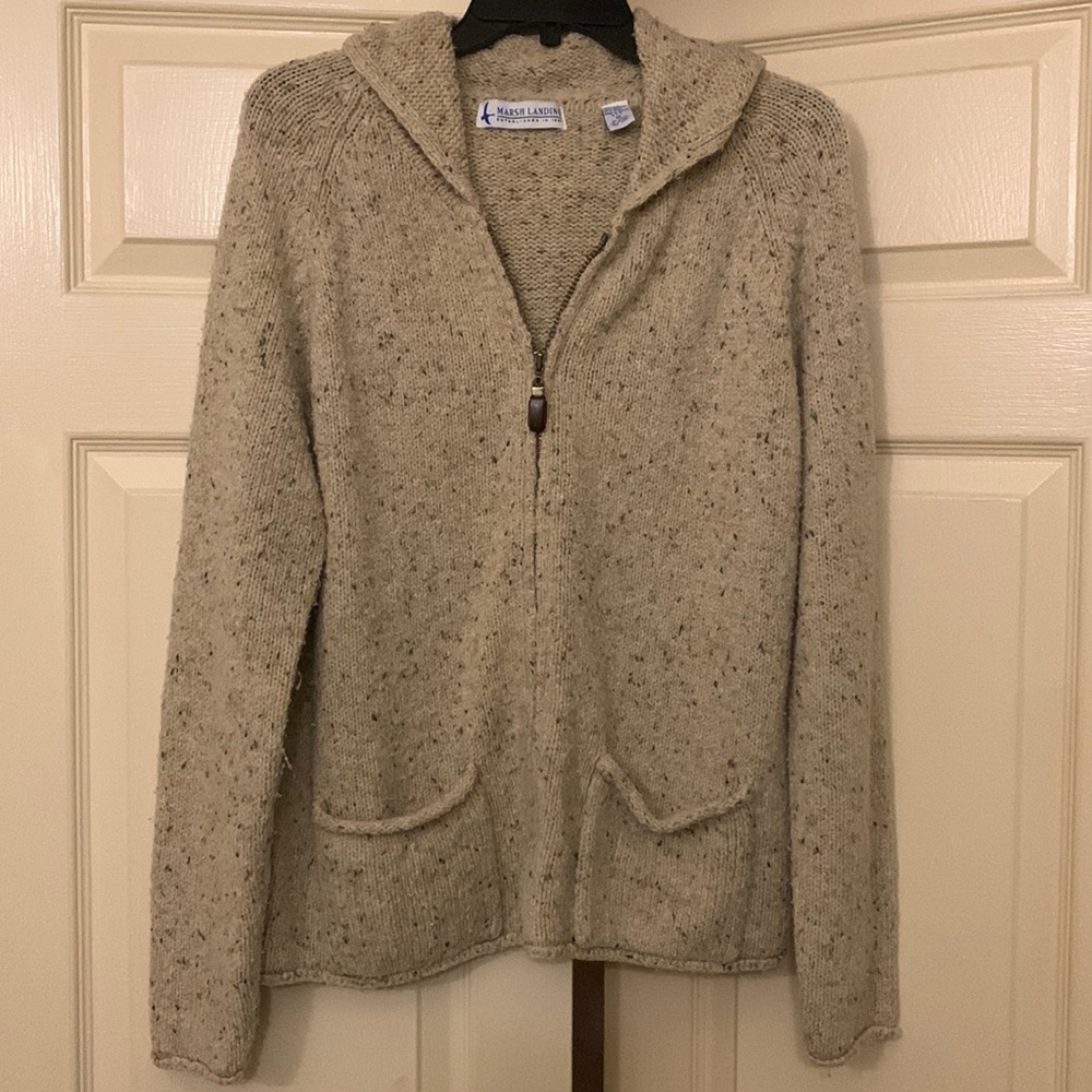 Marsh Landing size M knitted Sweater - zip and hood - vintage